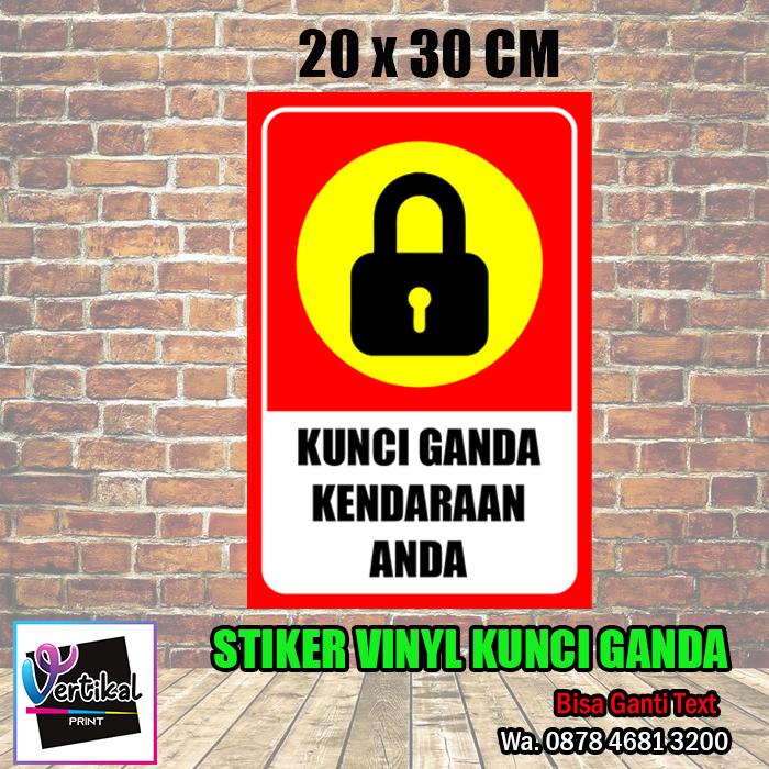 Gambar Cetak Print Stiker Vinyl Kunci Ganda Kendaraan Anda Sticker 30x20 CM - Merah dari VERTIKAL PRINT undefined Tokopedia