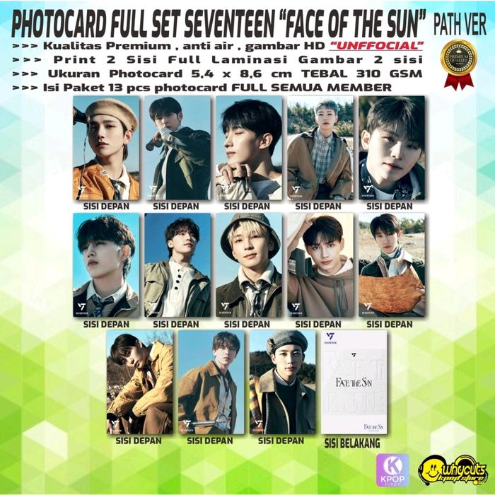 Gambar PHPTOCARD FULL SET PREMIUM UNOFFICIAL SEVENTEEN FACE OF THE SUN - PATH dari WHYCUT KPOP_NEW undefined Tokopedia