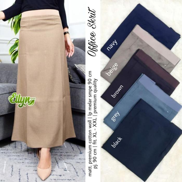 Gambar Office Skirt Rok Kerja Rok Span Line A Katun Wol Hitam Navy Beige Abu dari Pusat Busana Online undefined Tokopedia