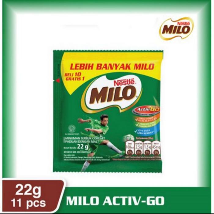 Gambar MILO susu bubuk coklat renteng @22gr isi 10 sachet gratis 1 dari Onestop Shoping undefined Tokopedia