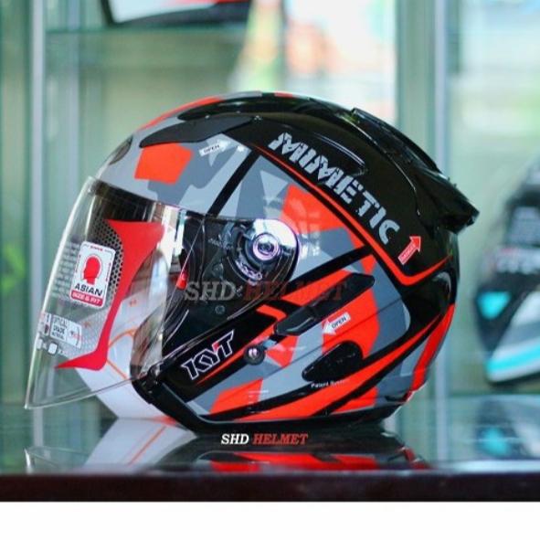 Gambar KYT HELM GALAXY FLAT R#4 MIMETIC BLACK RED FLUO DOUBLE VISOR - Galaxy#4 Bk red, M dari jodoh Helmet undefined Tokopedia