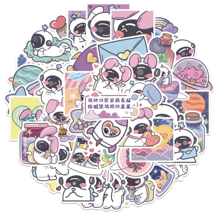 Gambar 50 Pcs Sticker Astronot Alien Ufo Roket Luar Angkasa Stiker Anti Air - Purple dari Toko Miong undefined Tokopedia