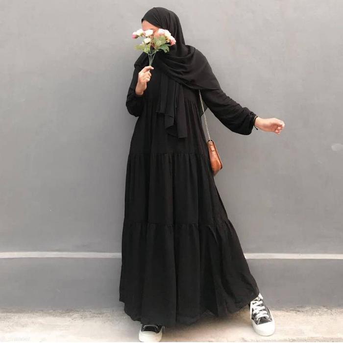 Gambar gamis susun rayon terbaru dress rempel - Hitam dari syarifahcollection1 undefined Tokopedia