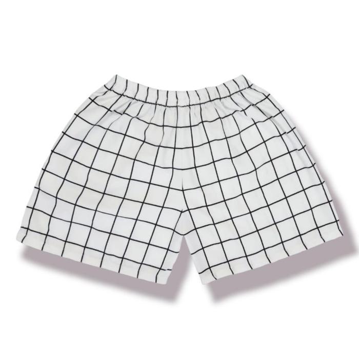 Gambar CELANA PENDEK KOLOR BOXER MOTIF UNISEX PRIA WANITA BIG SIZE - DWS Kotak Putih dari Luvina Dailywear undefined Tokopedia