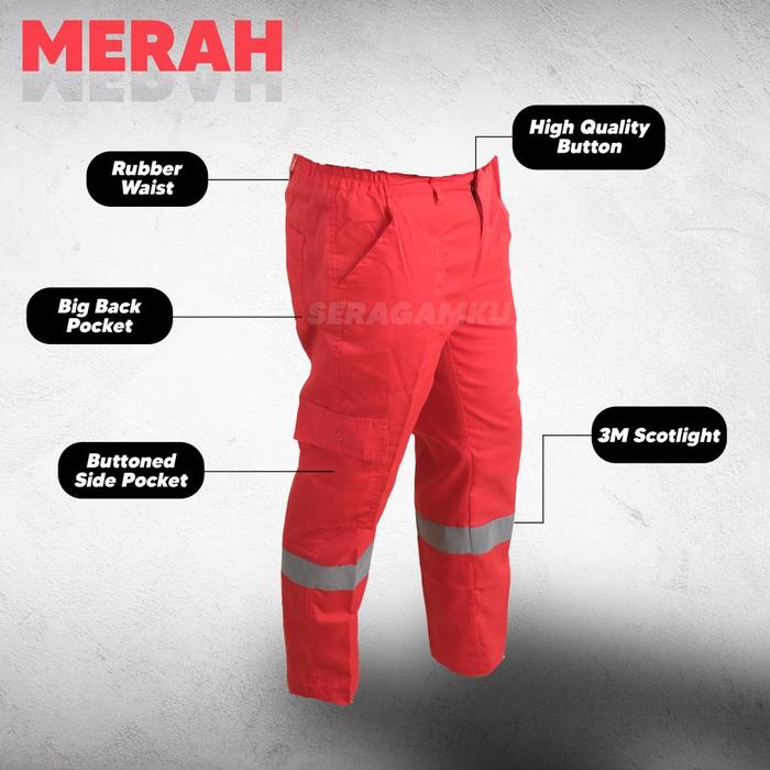 Gambar Wearpack Safety Werpack Celana Murah Celana Kerja Celana Proyek Cargo - Merah, L dari Seragamku Online Store undefined Tokopedia