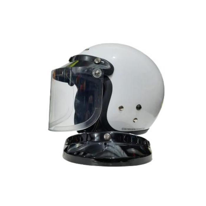 Gambar helm cargloss putih glossy bogo kaca datar - kc datar clear, L dari BDG_STORE1 undefined Tokopedia