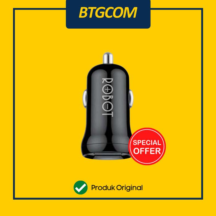Gambar ROBOT RT-C07 BLACK 2.4A DUAL PORT USB FIREPROOF CAR CHARGER MOBIL - Hitam dari btgcom undefined Tokopedia