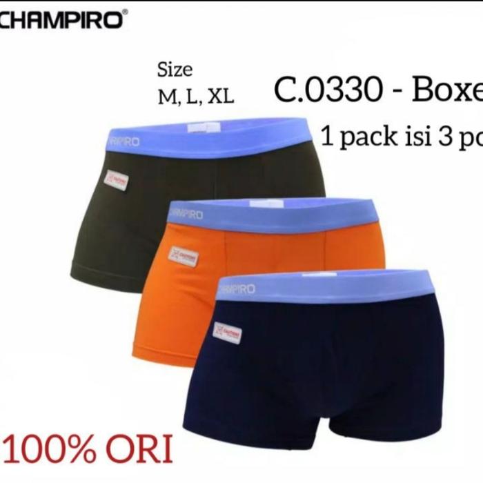 Gambar Boxer Champiro C.0330-C/Boxer pria Champiro Original isi 3pcs - Random, M dari Azkadina Underware undefined Tokopedia