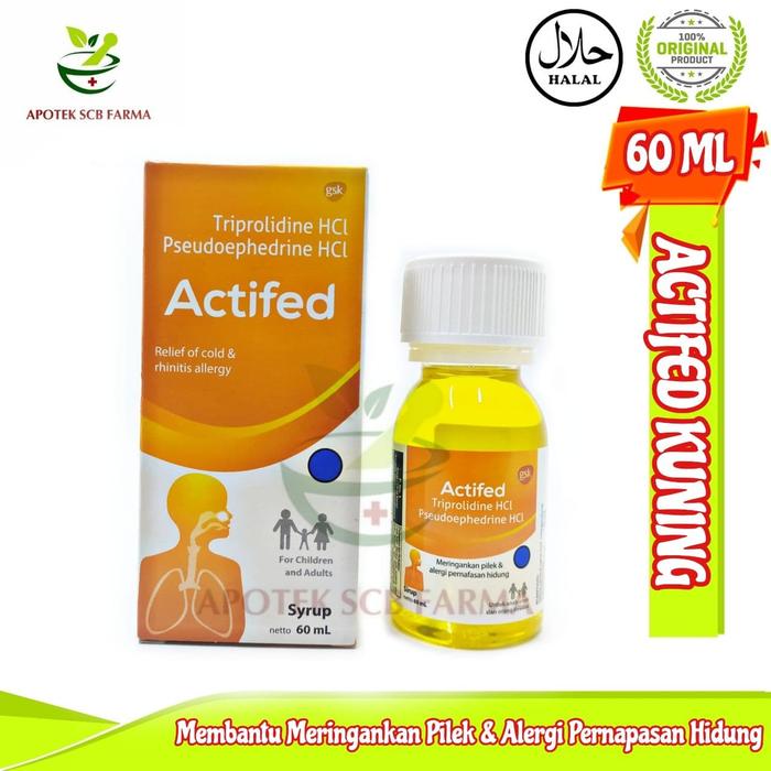 Gambar Actifed Sirup / Plus Cough / Plus Expectorant - Obat batuk dan pilek - Syrup (Kuning) dari APOTIK SCB FARMA undefined Tokopedia