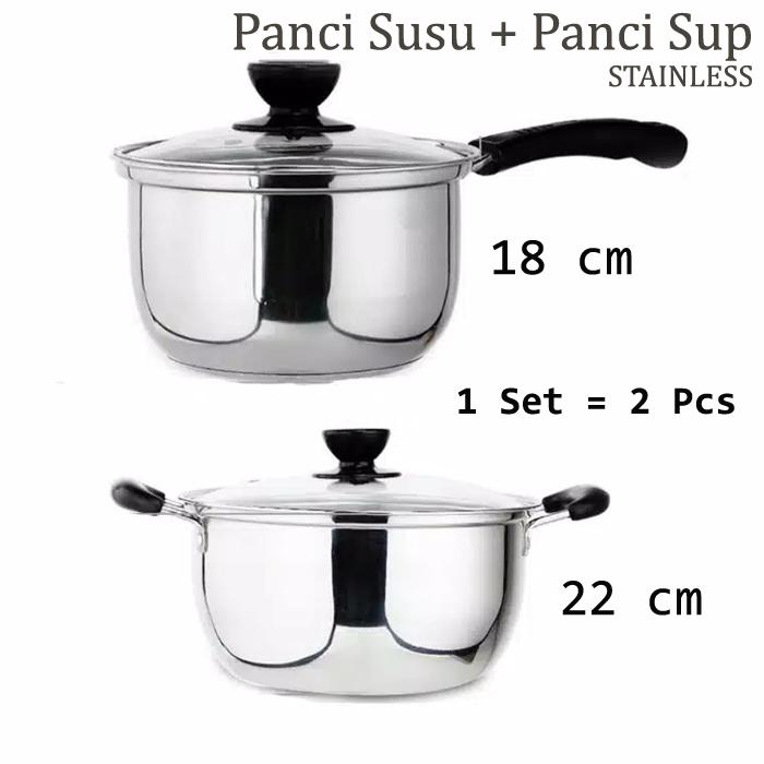 Gambar Panci Sup + Panci Susu - Stainless Soup + Milk Pot Set 2 pcs Murah - 22+18 dari Mamajul Kitchenwares undefined Tokopedia
