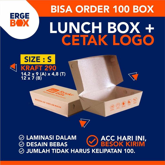 Gambar Lunch Box S - Cetak Custom Kotak Makanan -Dus Kraft Coklat Food Grade dari ErgeBOX undefined Tokopedia