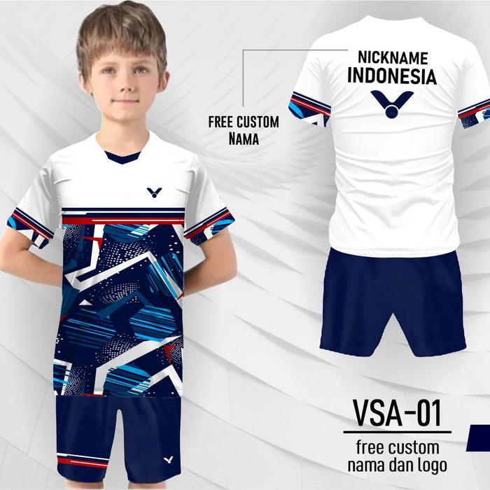 Gambar Jersey bulutangkis the daddies victor setelan badminton custom anak - Biru, 0 dari lionard cloth19 undefined Tokopedia
