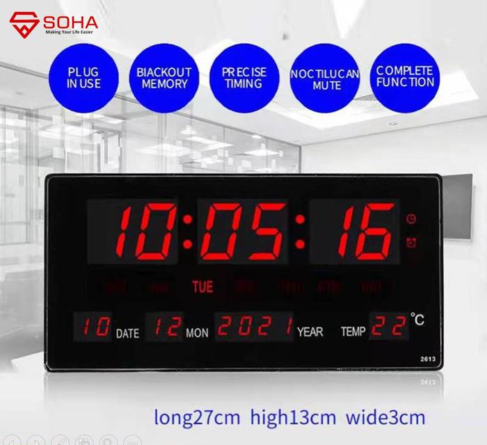 Gambar JD-2613 Jam Digital LED Clock Dinding Smart Watch Tampilan Jelas - LED MERAH dari Solusi Berkah Store undefined Tokopedia