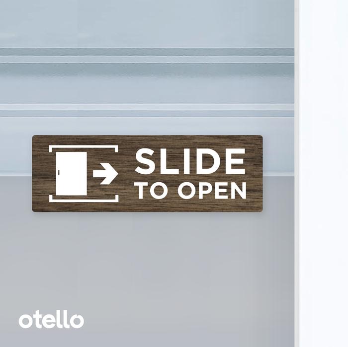 Gambar Otello - Sign Slide to Open Signage Board Label Akrilik Pintu Tempel - Walnut Wood dari Otello Studio undefined Tokopedia