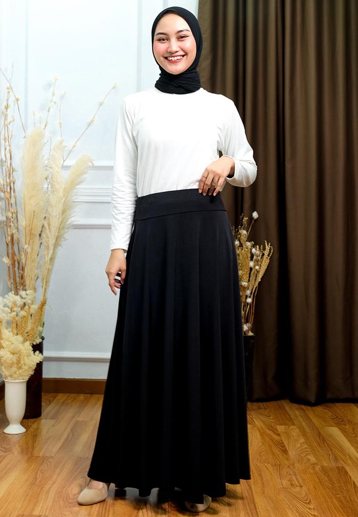 Gambar Umbrella Skirt Black - Rok Payung Jersey Hitam - Hitam dari JV Hasanah undefined Tokopedia