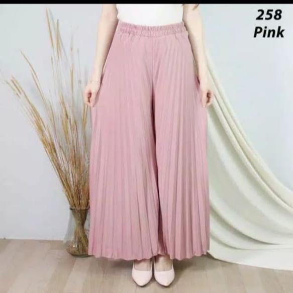 Gambar free ongkir celana plisket/celana kulot wanita/fashion wanita - pink, XL dari zulzan_store07 undefined Tokopedia