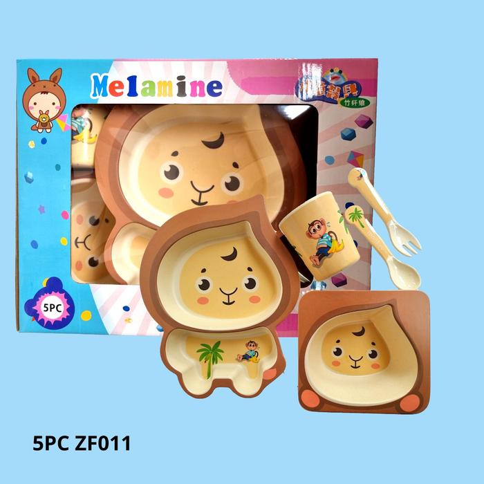 Gambar Bamboo Kids Set 5 in 1 Peralatan Makan Anak BPA FREE 100% Melamin - ZF011-Cokelat dari 603,com undefined Tokopedia