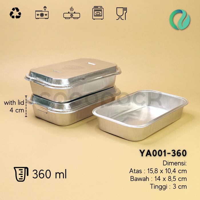 Gambar YA001-360 Aluminium Foil Lunch Box Tray SILVER With Foil Lid 10 Set dari COCOPACKJAKARTA undefined Tokopedia