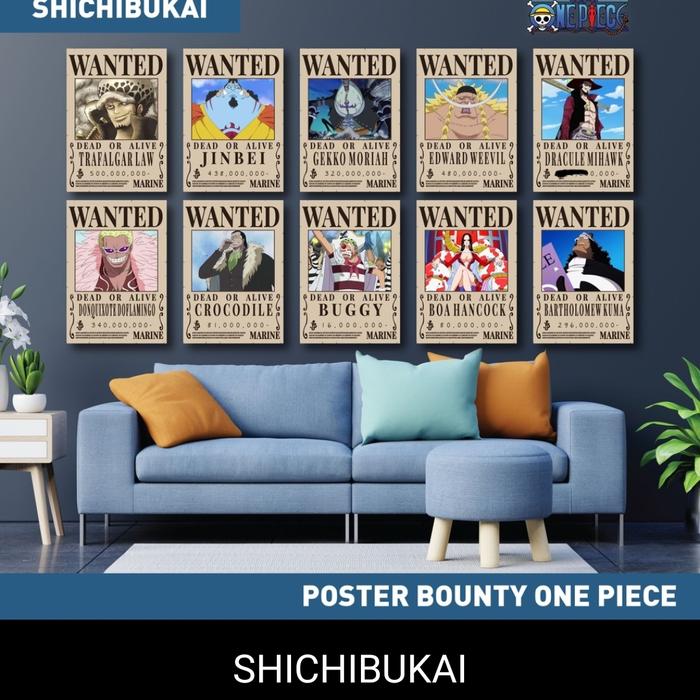 Gambar poster one piece wanted bahan tebal 1 kru lengkap - shichibukai dari Daffa Store Batam undefined Tokopedia