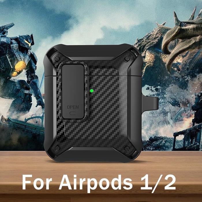 Gambar Casing Shockproof Carbon AirPods 1 2 3 Pro Case Protective Safety Lock - AIRPODS GEN 1/2, BLACK dari UNISOURCE T undefined Tokopedia