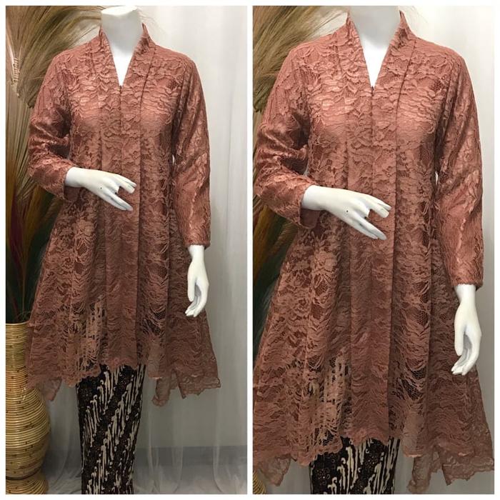 Gambar Kebaya Brukat Kartini - Tunik Brokat Busui - Dress Pesta Modern - Milo / Mocca, Rok Saja dari Etc Collection undefined Tokopedia