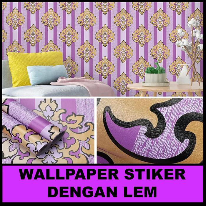 Gambar PROMO ! Paket Isi 5 Roll Wallpaper Stiker Dinding Motif Batik / HW - SALUR UNGU dari homes wallpaper undefined Tokopedia