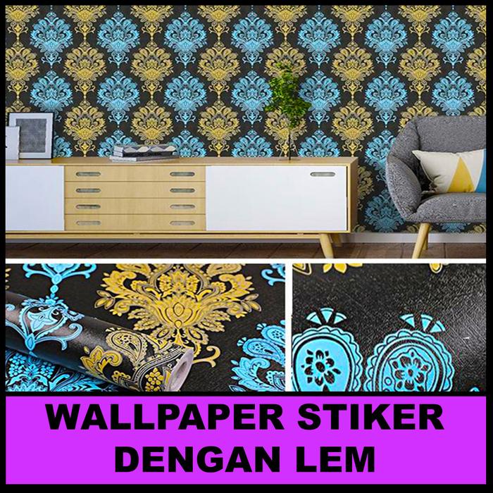 Gambar PROMO ! Paket Isi 5 Roll Wallpaper Stiker Dinding Motif Batik / HW - BATIK BIRU dari homes wallpaper undefined Tokopedia