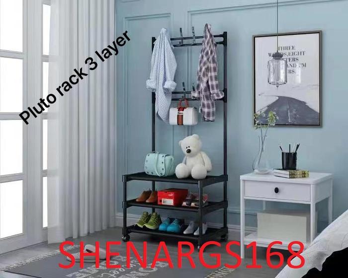Gambar TERBARU-PLUTO RACK - STAND HANGER SINGLE 3 LAYER - HITAM dari shenargs168 undefined Tokopedia