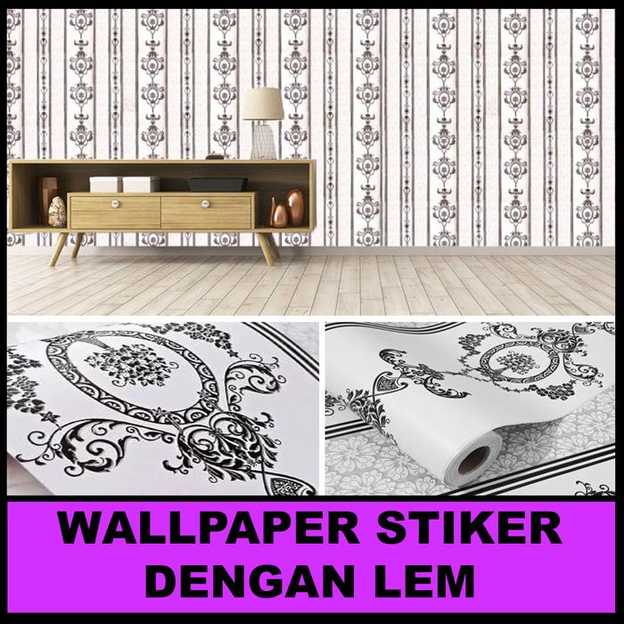 Gambar PROMO ! Paket Isi 5 Roll Wallpaper Stiker Dinding Motif Batik / HW - SALUR PUTIH dari homes wallpaper undefined Tokopedia