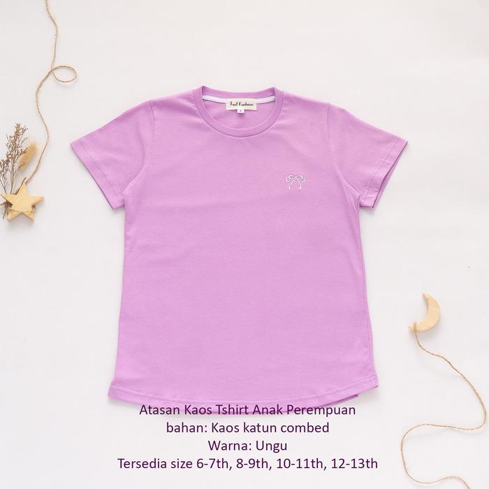Gambar Baju Atasan Kaos Tshirt Polos Basic Tee Anak Perempuan 6 8 10 12 tahun - Lilac, 10-11 tahun dari Just Fashion Cloth undefined Tokopedia