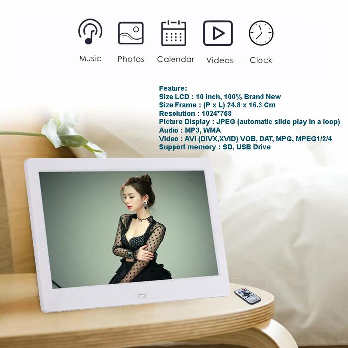 Gambar Digital Photo Frame High Definition Media Frame Digital 10" inch dari TAKMAHAL undefined Tokopedia