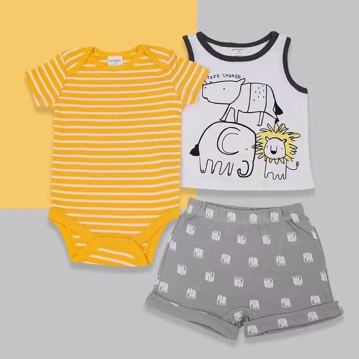 Gambar shoppingmelulu168 - Baby Bodyset 3pcs (Atasan, Jumper & Celana) - Elephant, 3-6m dari shoppingmelulu undefined Tokopedia
