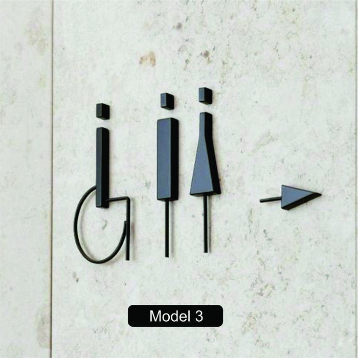 Gambar Toilet Sign Acrylic Modern / Tanda Toilet / Sign Toilet Cafe Aesthetic - Hitam, Model 3 dari Huluwa undefined Tokopedia