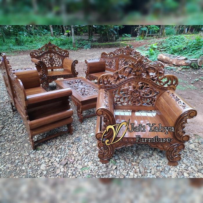 Gambar kursi tamu madura jati jepara ukiran arjuna 3211 meja dari Jati Yahya Furniture undefined Tokopedia