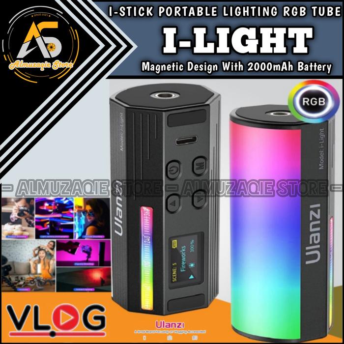 Gambar ULANZI I-LIGHT Compact Magnetic Portable RBG LED Light Tube 9000K Vlog dari Almuzaqie store undefined Tokopedia