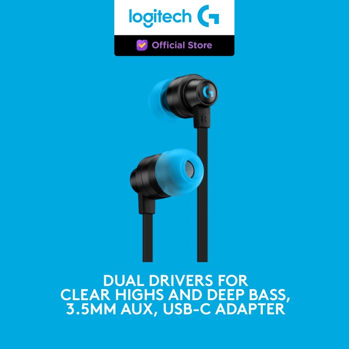 Gambar Logitech G333 In-Ear Earphone Gaming Mobile Type C Adapter-Free Merch - Hitam dari Logitech G Official undefined 5 Tokopedia