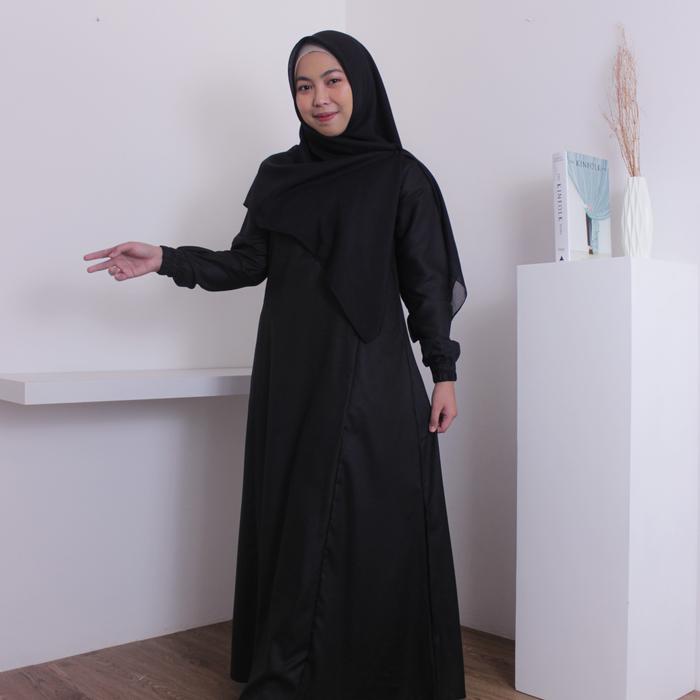 Gambar Gamis Syari Polos Wanita Remaja Bahan Katun Madina Original Termurah - Hitam, S dari Anaura Fashion Muslim undefined Tokopedia