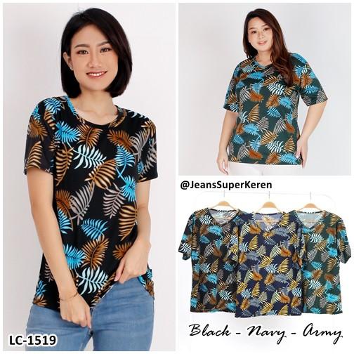 Gambar Kaos Wanita Motif Daun Atasan Jumbo Standar Big Size Jumbo Lie Cia - SMALL HITAM dari Sarang Jeans undefined Tokopedia