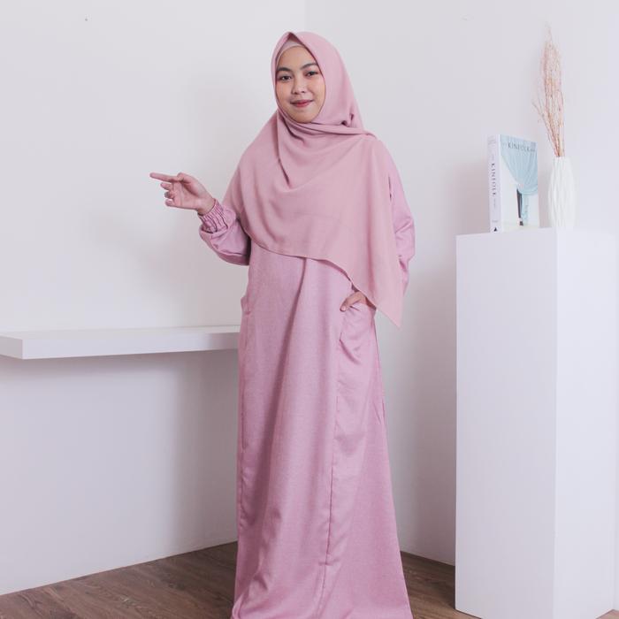 Gambar Gamis Syari Polos Wanita Remaja Bahan Katun Madina Original Termurah - Pink, XL dari Anaura Fashion Muslim undefined Tokopedia