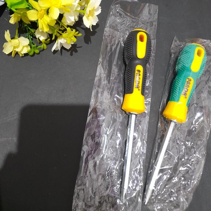 Jual Obeng 2 in 1 plus minus bolak balik obeng gagang karet merk panda ...