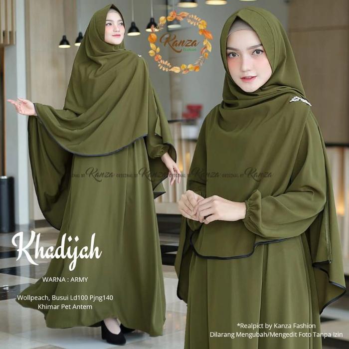 Gambar Baju Gamis Khadijah Syari Set Jilbab Jumbo Terbaru Ukuran L, XL, XXL - army, L dari MarleyStore131 undefined Tokopedia
