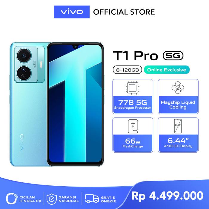 Gambar vivo T1 Pro 5G (8/128) - Snapdragon 778G 5G, 66W FlashCharge - Turbo Cyan dari vivo Indonesia undefined Tokopedia
