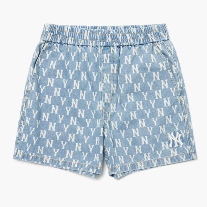 Gambar MLB Uni classic monogram denim shorts - Sky blue, M dari Fame Beauty undefined Tokopedia