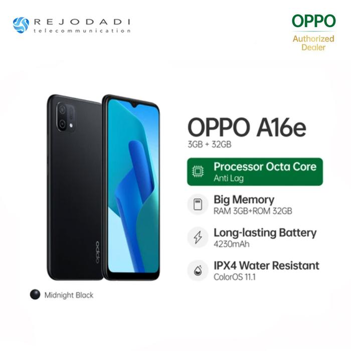 Gambar OPPO A16e [3/32GB] - Garansi Resmi OPPO Indonesia - Hitam dari Rejodadi Surabaya undefined Tokopedia