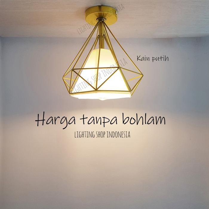 Gambar Lampu plafon diamond gold kain acrylic design cafe teras balkon resto - Kain putih dari lighting shop indonesia undefined Tokopedia