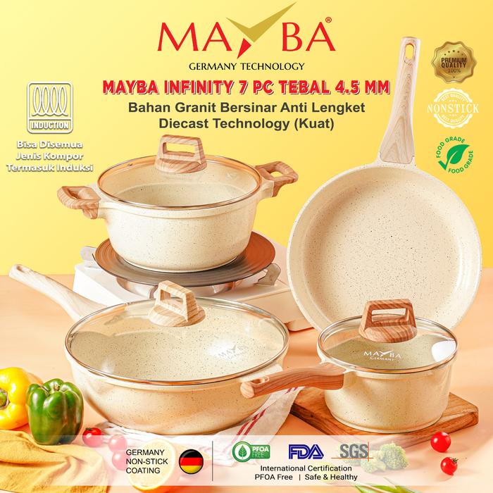Gambar PANCI SET INFINITY MAYBA 3PC Glowing Granit Anti lengket German BPAFRE - Mb.Inf 7 Grande dari VEGASUS. undefined Tokopedia