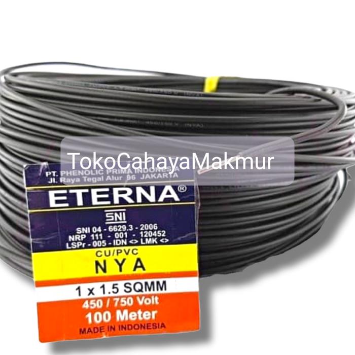 Gambar Kabel Listrik Tunggal Kawat NYA 1x1.5 mm 100Meter Eterna 1x1,5mm 100M - Hitam dari TOKO CMA undefined Tokopedia