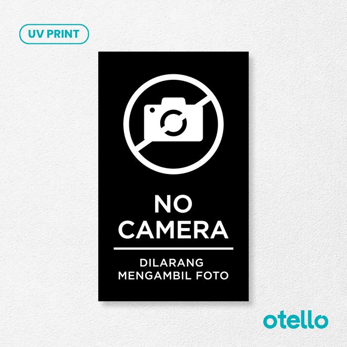 Gambar Sign Dilarang Mengambil Foto No Camera Label Akrilik Tempel Rambu - Dasar Hitam, 12 x 20 cm dari Otello Studio undefined Tokopedia