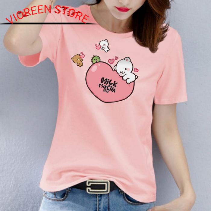 Gambar BAJU KAOS CEWEK KATUN IMPORT PREMIUM MOCHA BEAR S-M-L-XL-XXL-3XL-4XL - PINK, 3XL dari VS vioreen store undefined Tokopedia