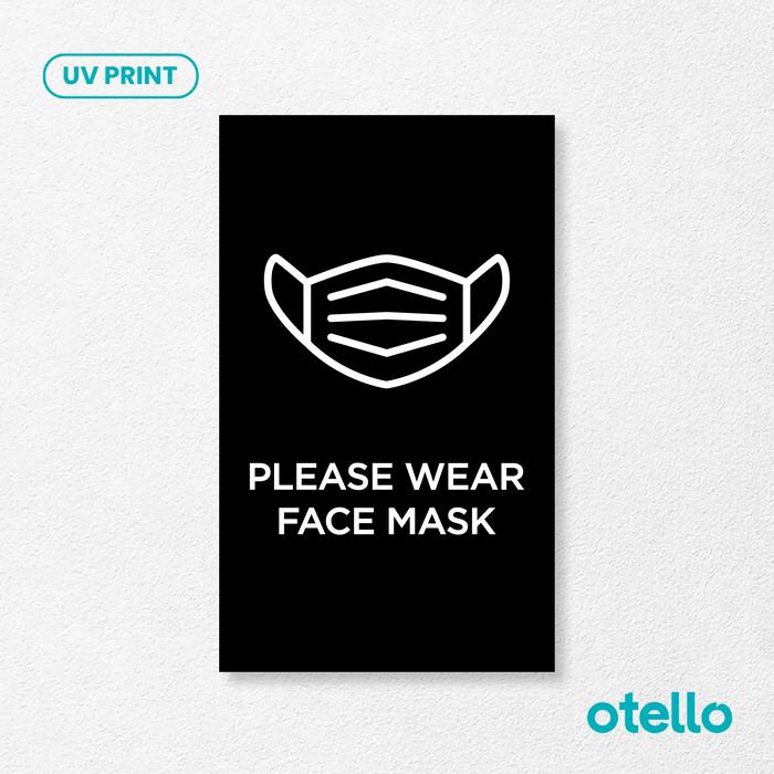 Gambar Sign Papan Please Wear Face Mask | Label Akrilik Mohon Pakai Masker - Dasar Hitam, 12 x 20 cm dari Otello Studio undefined Tokopedia